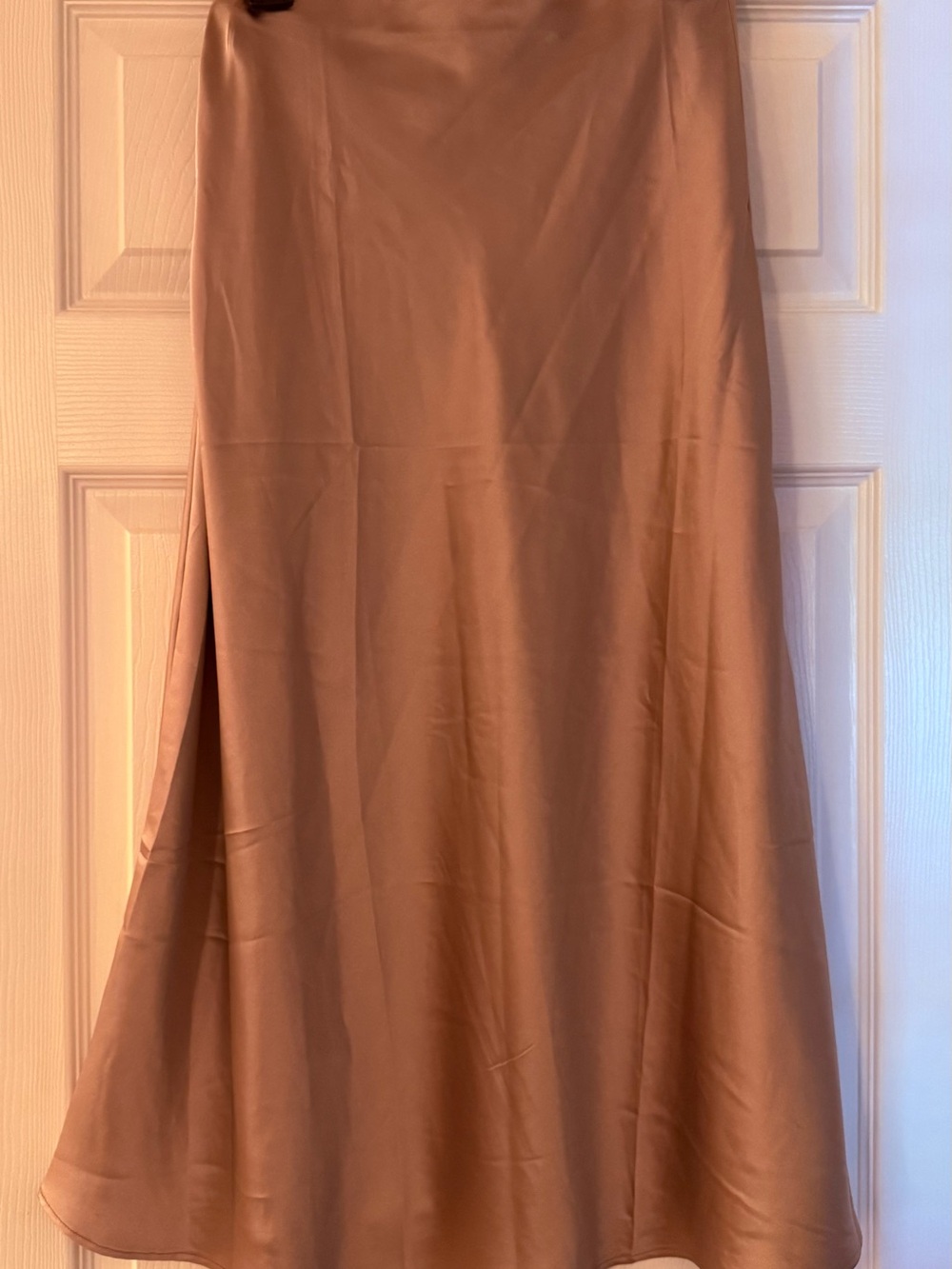 zeagoo Satin A-Line Midi Skirt in Taupe Beige